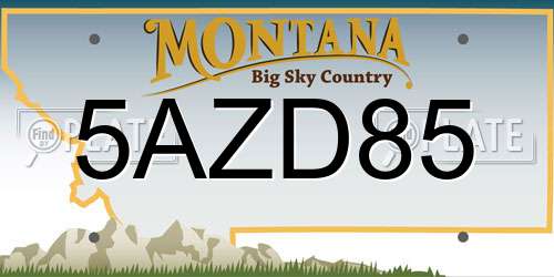 5AZD85 Montana License Plate
