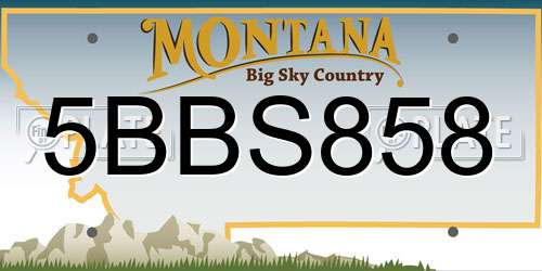 5BBS858 Montana License Plate