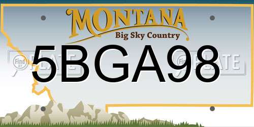 5BGA98 Montana License Plate