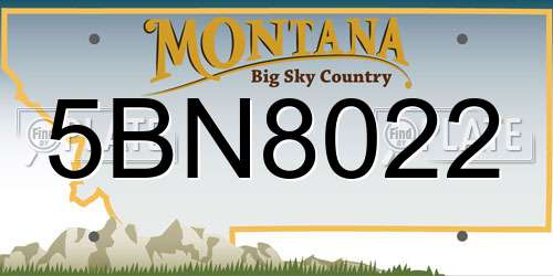 5BN8022 Montana License Plate