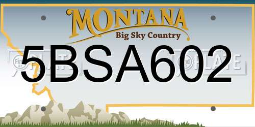 5BSA602 Montana License Plate