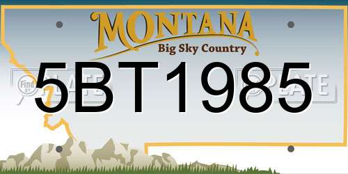 5BT1985 Montana License Plate