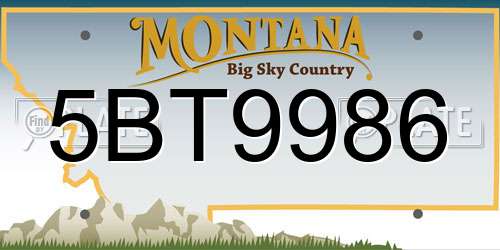 5BT9986 Montana License Plate