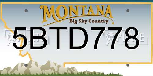 5BTD778 Montana License Plate
