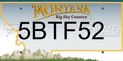 5BTF52 Montana License Plate
