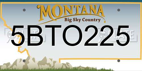 5BTO225 Montana License Plate