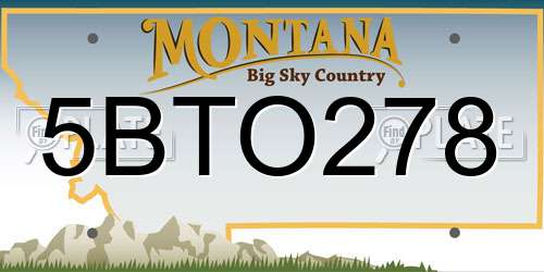 5BTO278 Montana License Plate