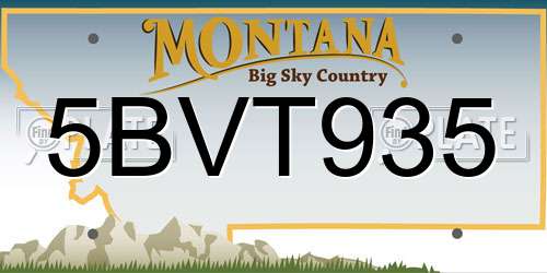 5BVT935 Montana License Plate
