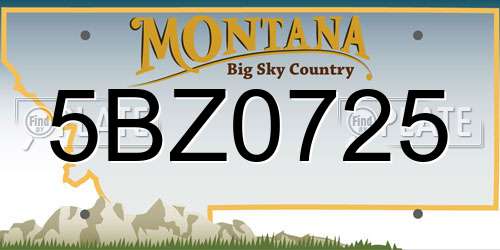 5BZ0725 Montana License Plate