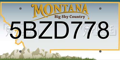 5BZD778 Montana License Plate