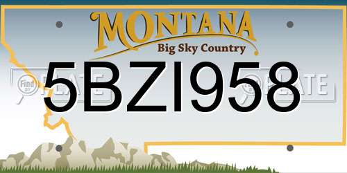 5BZI958 Montana License Plate