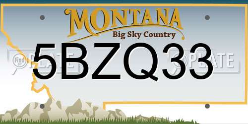 5BZQ33 Montana License Plate