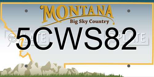 5CWS82 Montana License Plate