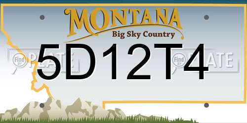 5D12T4 Montana License Plate