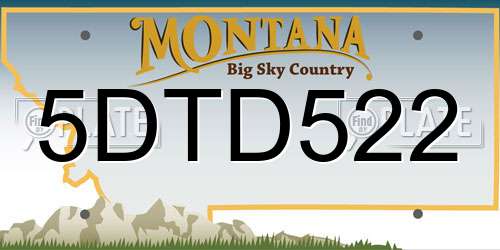 5DTD522 Montana License Plate