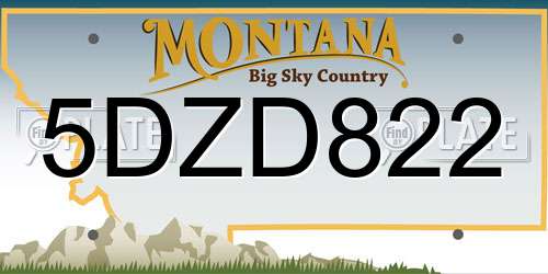 5DZD822 Montana License Plate