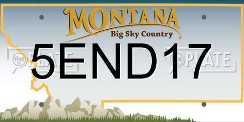 5END17 Montana License Plate