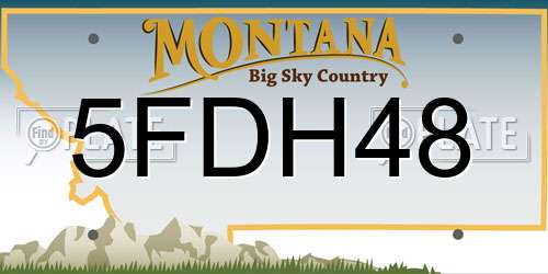 5FDH48 Montana License Plate