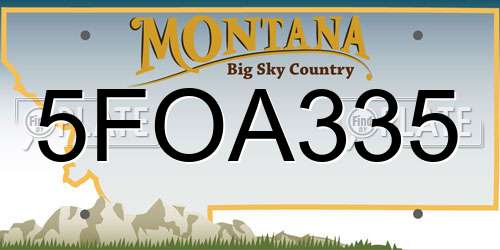 5FOA335 Montana License Plate
