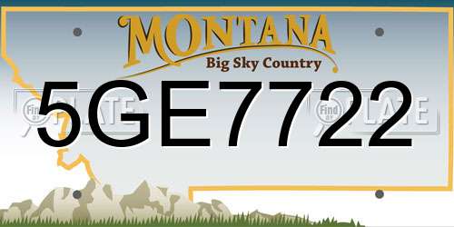 5GE7722 Montana License Plate