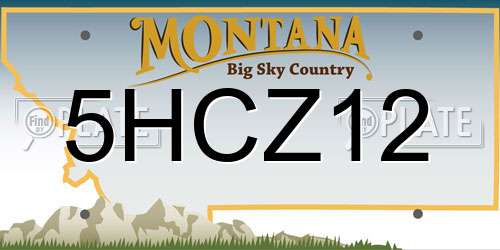 5HCZ12 Montana License Plate