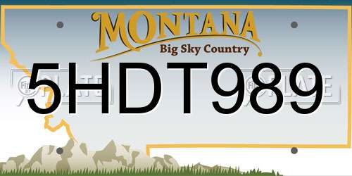 5HDT989 Montana License Plate