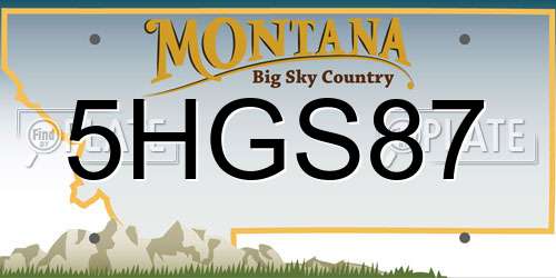 5HGS87 Montana License Plate