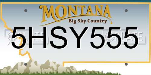 5HSY555 Montana License Plate