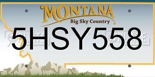 5HSY558 Montana License Plate