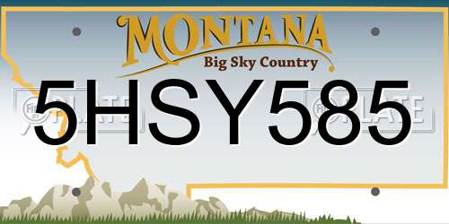 5HSY585 Montana License Plate