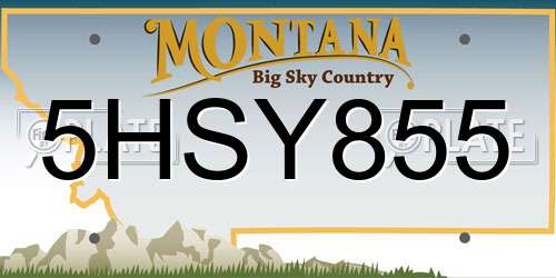 5HSY855 Montana License Plate