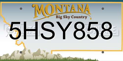 5HSY858 Montana License Plate