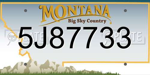 5J87733 Montana License Plate