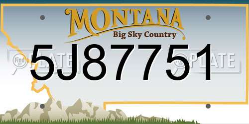 5J87751 Montana License Plate