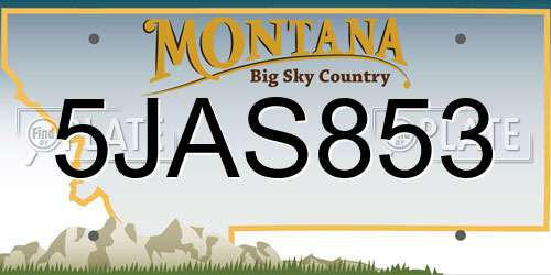 5JAS853 Montana License Plate