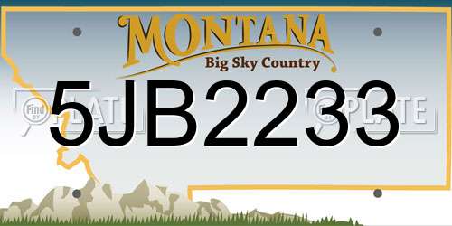 5JB2233 Montana License Plate