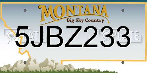 5JBZ233 Montana License Plate