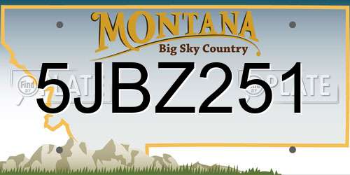 5JBZ251 Montana License Plate