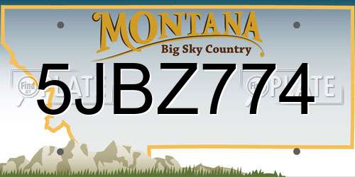 5JBZ774 Montana License Plate