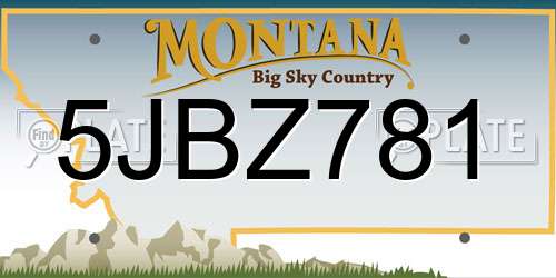 5JBZ781 Montana License Plate