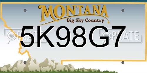 5K98G7 Montana License Plate