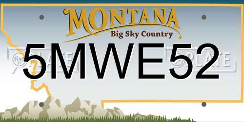 5MWE52 Montana License Plate