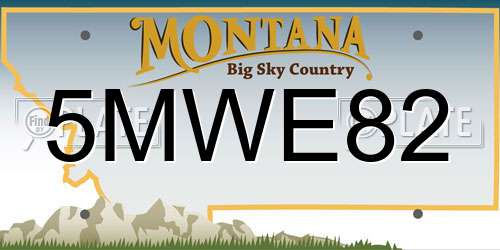 5MWE82 Montana License Plate