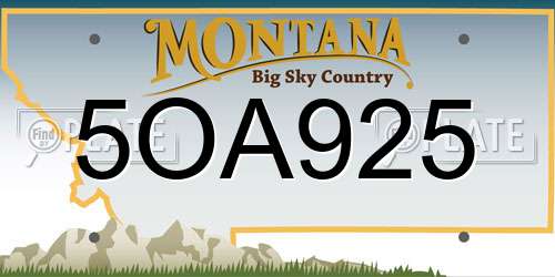 5OA925 Montana License Plate