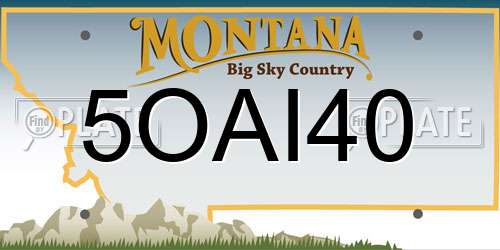 5OAI40 Montana License Plate