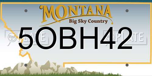 5OBH42 Montana License Plate