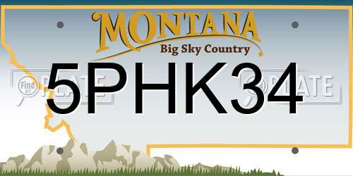 5PHK34 Montana License Plate