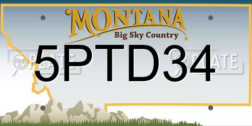 5PTD34 Montana License Plate