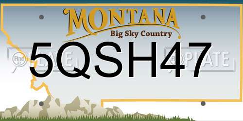 5QSH47 Montana License Plate