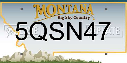 5QSN47 Montana License Plate